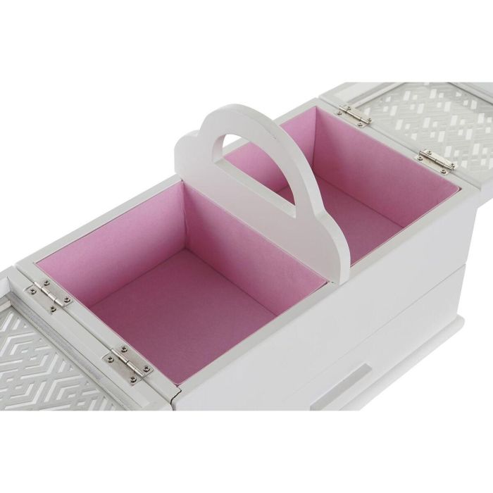 Joyero Romantico DKD Home Decor Rosa Palo Blanco 17 x 24 x 30 cm 3