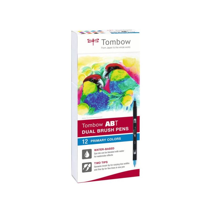 Rotulador Tombow Abt Dual Brush Acuarelable Doble Punta Fina-Pincel Estuche De 12 Unidades Colores Primarios 2