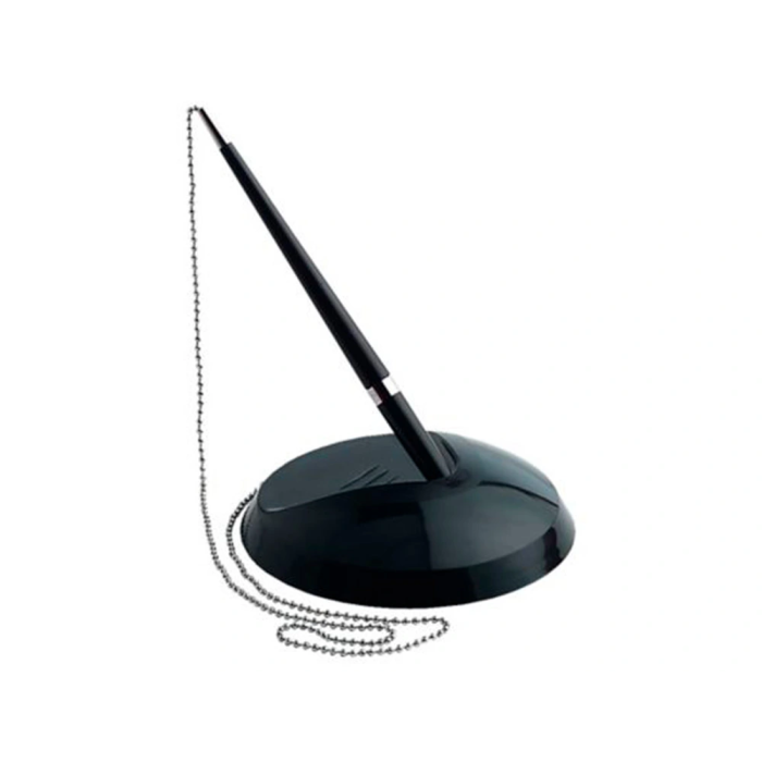 Q-connect Bolígrafo Extensible con Cadena Metálica y Soporte Adhesivo, Tinta Azul, Trazo 0,7 mm 2