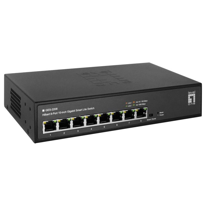Level One GES-2208 Switch Gestionado L2 8 Puertos Gigabit Ethernet Montaje en Rack 10/100/1000 Mbps 3