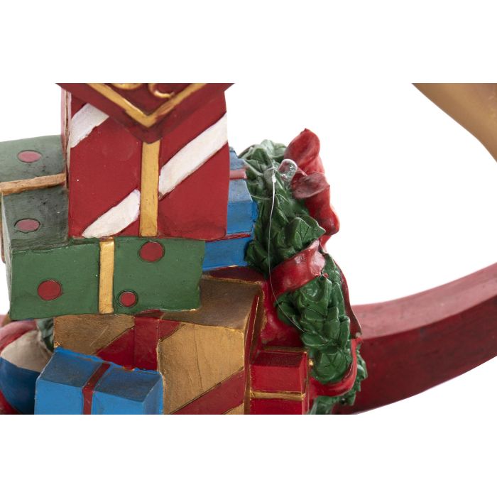 DKD Home Decor Figura Navidad Caballo Tradicional con LED, Resina, Pilas AA, Marrón Rojo 10x32x34 cm 2