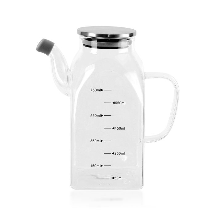La Mediterranea Aceitera Cuadrada de Borosilicato con Tapa de Metal 750 ml (12 Unidades)