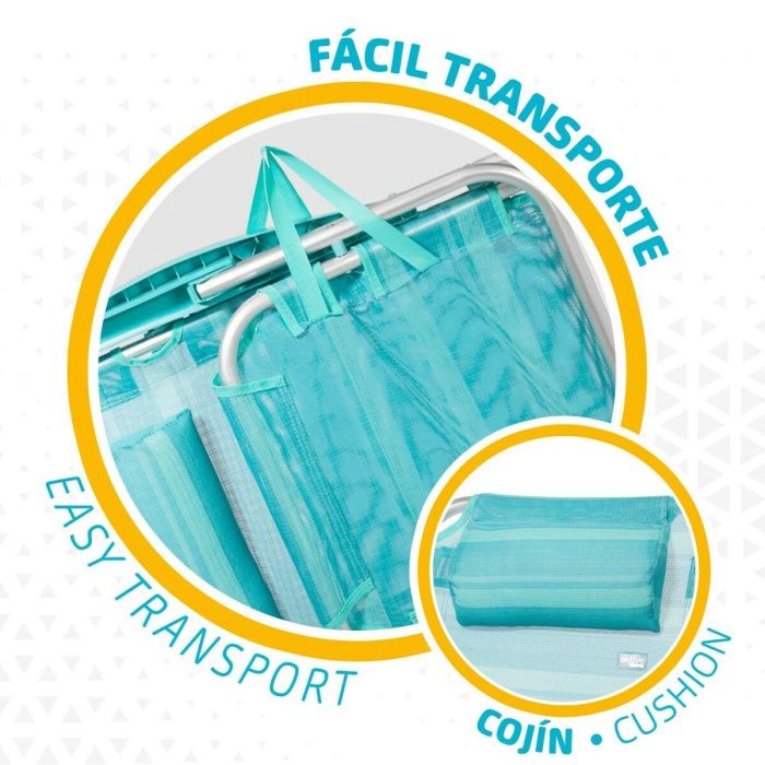 Silla de Playa Aktive Plegable Turquesa 48 x 84 x 46 cm (2 Unidades) 3 Silla de Playa Aktive Plegable Turquesa 48 x 84 x 46 cm (2 Unidades) 3