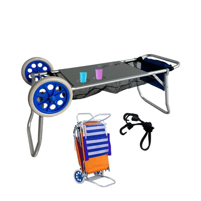 Marbueno Carrito Portasillas Aluminio Convertible Mesa Retractilado Camping y Playa 108X51X51 cm 10361 2