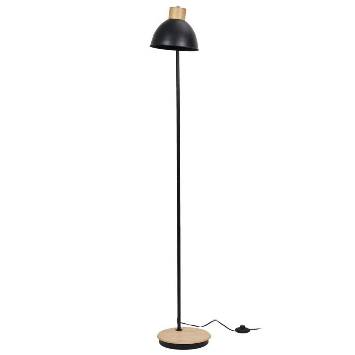 Lámpara Pie Metal Negro Madera Home Deco Factory 3