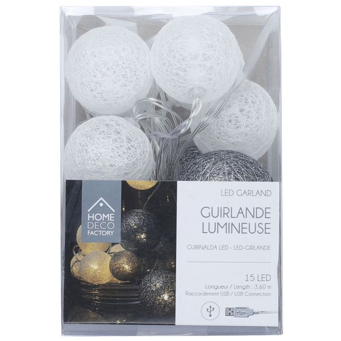 Guirnalda Luz 15 Led Usb Gris Home Deco Factory