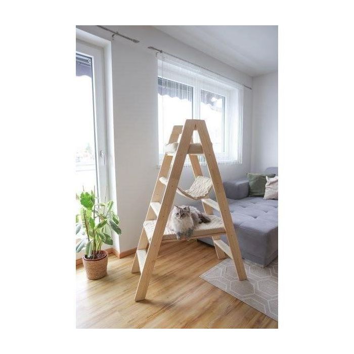 Rascador para gatos 134 cm - ESCALERA - KERBL - Madera maciza - 3 opciones de descanso 4