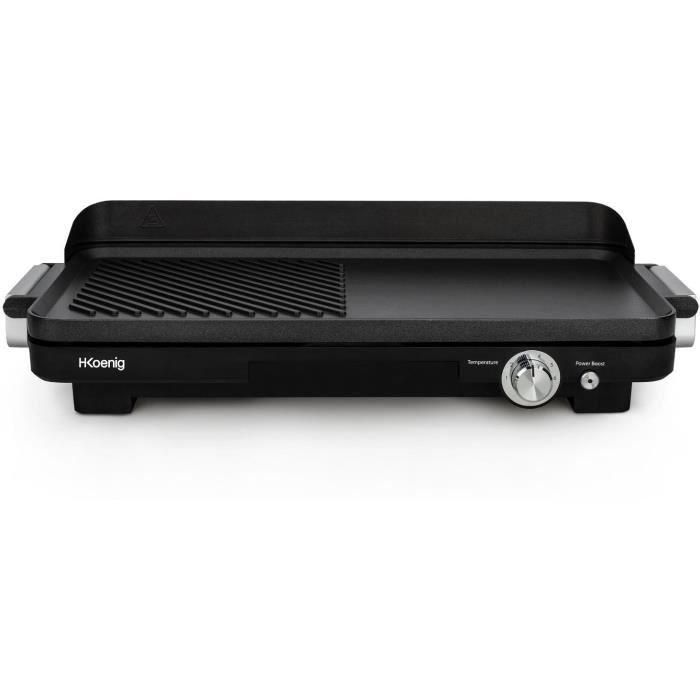 Hkoenig GRX330 - Zonas dobles Plancha - 50x25cm - 1800W - Anti -adhesivo revelador - Función turbo de parrilla - Termostato ajustable Hkoenig GRX330 - Zonas dobles Plancha - 50x25cm - 1800W - Anti -adhesivo revelador - Función turbo de parrilla - Termostato ajustable