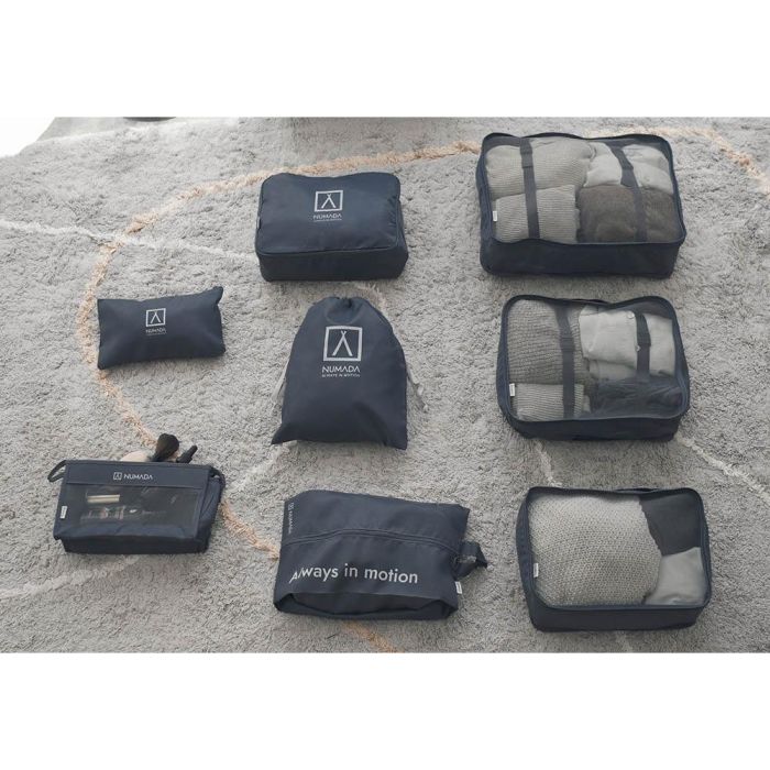 Numada Organizador de Maleta Gris Oscuro 8 Piezas Impermeable Multiusos Cremallera Doble Cursor Rejilla Visibilidad 10