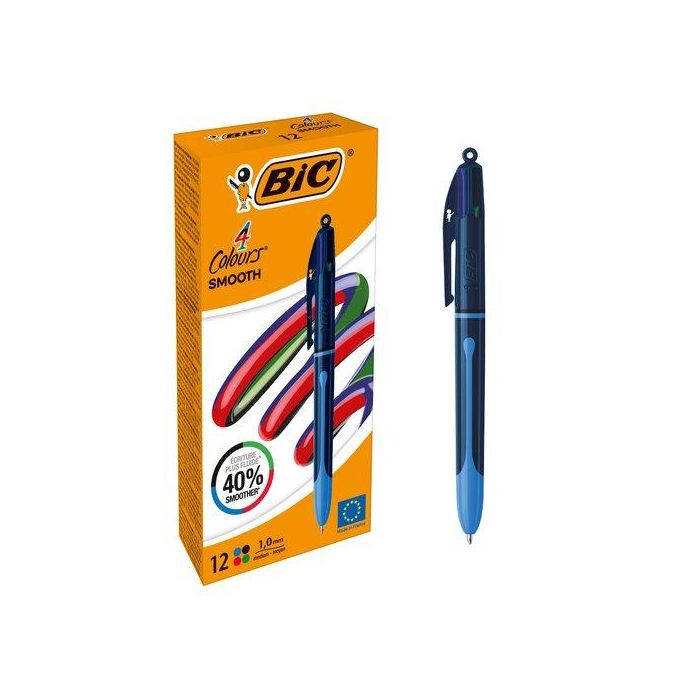 Boligrafo De 4 Colores Bic Smooth Drop (Set de 12)
