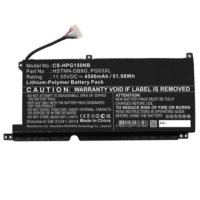CoreParts Batería para Portátil HP Gaming Pavilion 15-dk0000, 51.98Wh 4500mAh 11.55V Li-Polymer Negra