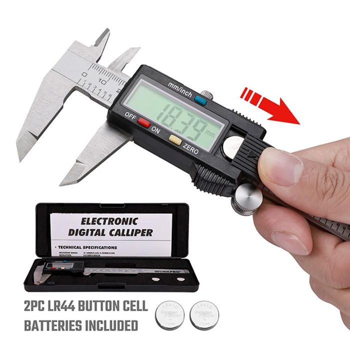 Workpro Calibre Vernier Digital 150 mm, Métrico y SAE, Pantalla LCD, Rango 0-150 mm/0-6", Acero Inox 5