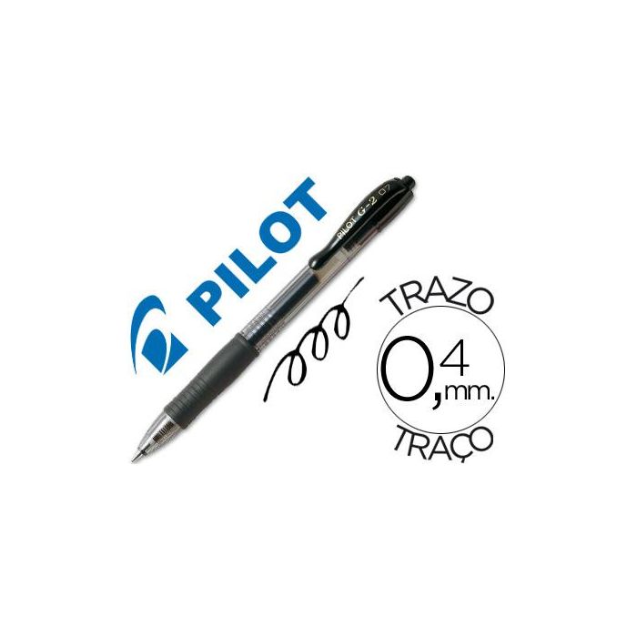 Boligrafo Pilot G-2 Negro Tinta Gel Retractil Sujecion De Caucho 12 unidades