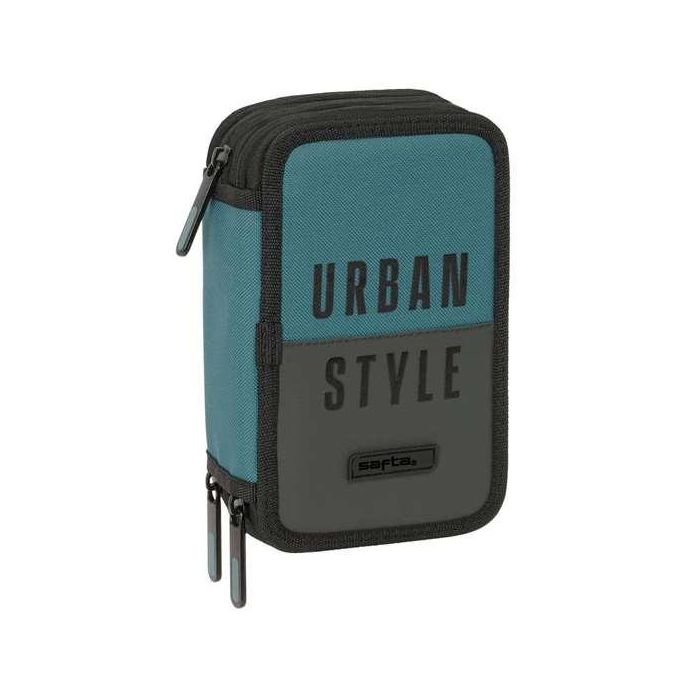 Plumier Triple Safta Urban style Azul Gris 12,5 x 19,5 x 5,5 cm 37 Piezas