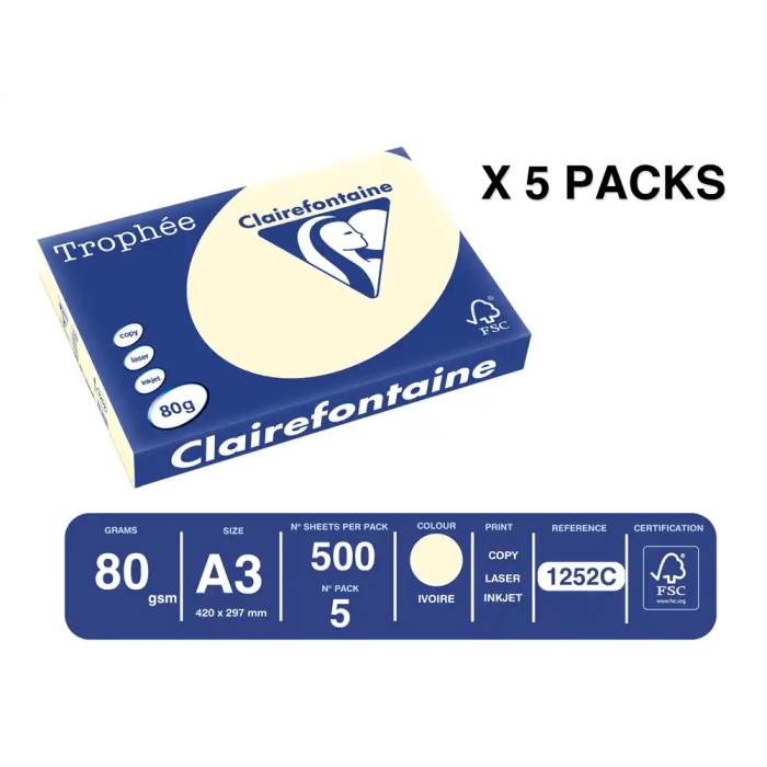 Trophee Papel Color A3 80gr Crema Pastel Paquete 500 Hojas 1 Trophee Papel Color A3 80gr Crema Pastel Paquete 500 Hojas 1