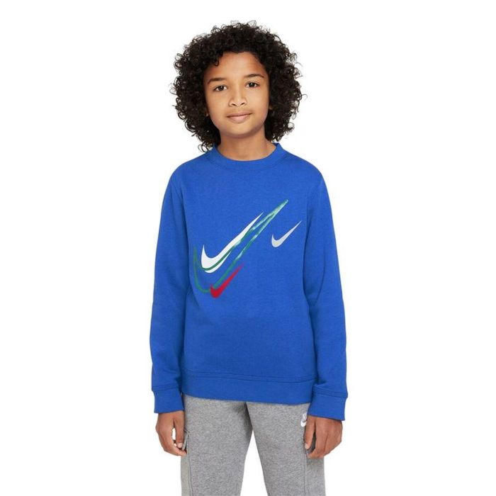 Sudadera sin Capucha Niño Nike NSW SOS FLC CREW Azul 0 Sudadera sin Capucha Niño Nike NSW SOS FLC CREW Azul 0