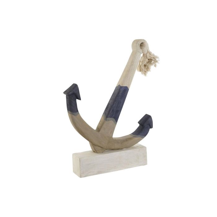 Figura Decorativa Home ESPRIT Azul Blanco Gris Ancla Mediterráneo 37,5 x 7,5 x 52 cm