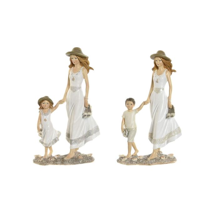 Figura Mediterraneo DKD Home Decor Blanco Beige 8 x 24.5 x 14.5 cm (2 Unidades)