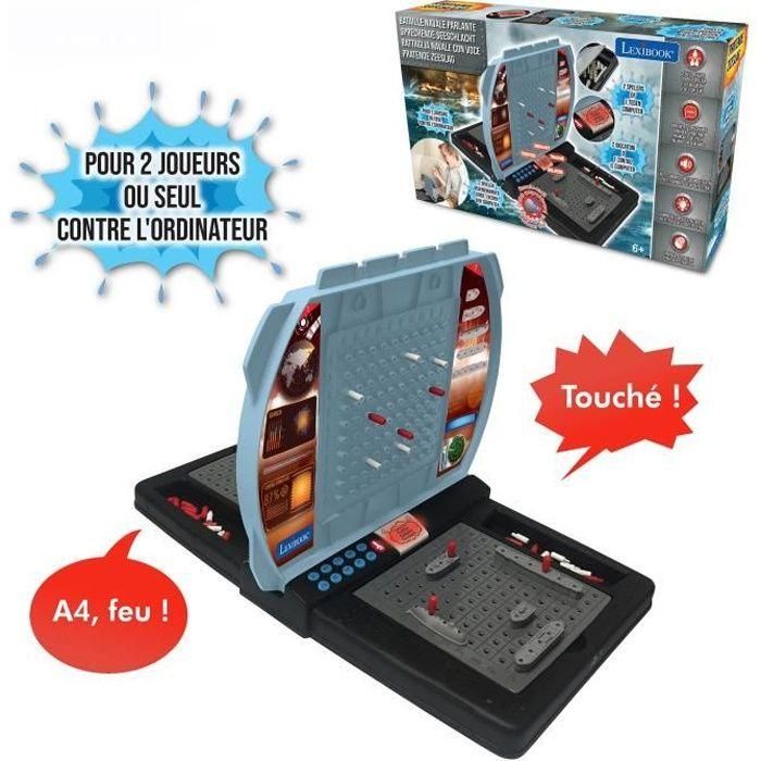 Lexibook Naval Battle Hablando, Juego de Mesa Electrónico para 1 o 2 Jugadores con 2 Niveles de Dificultad y 4 Idiomas (FR, DE, IT, NL)