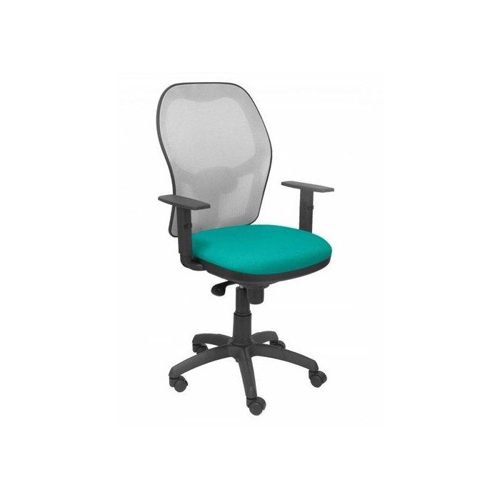 Silla Piqueras Y Crespo Jorquera Brazos Regulables Mecanismo Sincro Con Regulador De Tension Respaldo De Malla Gris Y Asiento Tapizado Bali Verde Turquesa