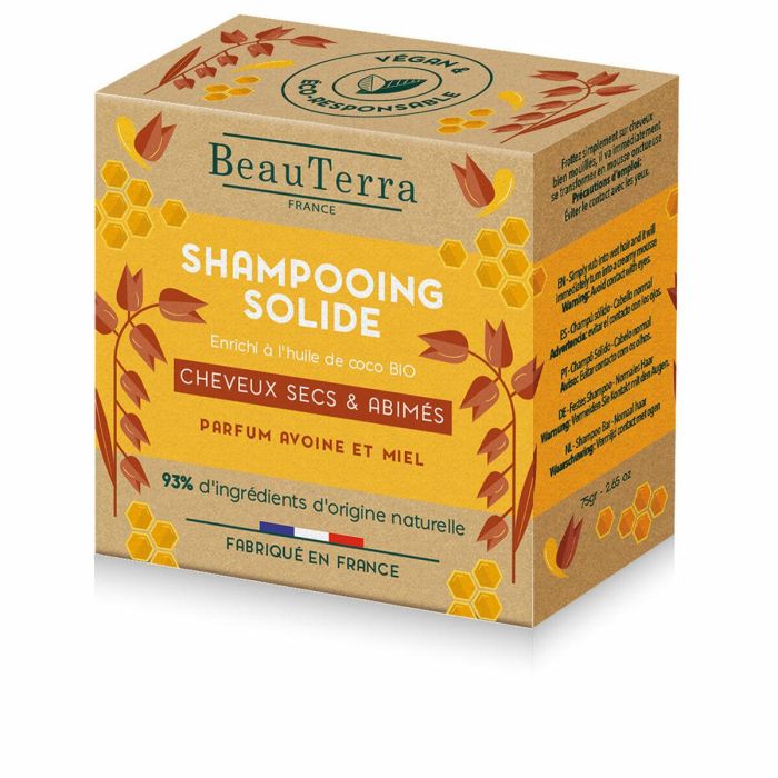 Beauterra SOLIDE Champú Sólido Avena y Miel 75g - Hidratante Cabello Seco, Vegano, Zero Waste, Sin Siliconas Beauterra SOLIDE Champú Sólido Avena y Miel 75g - Hidratante Cabello Seco, Vegano, Zero Waste, Sin Siliconas
