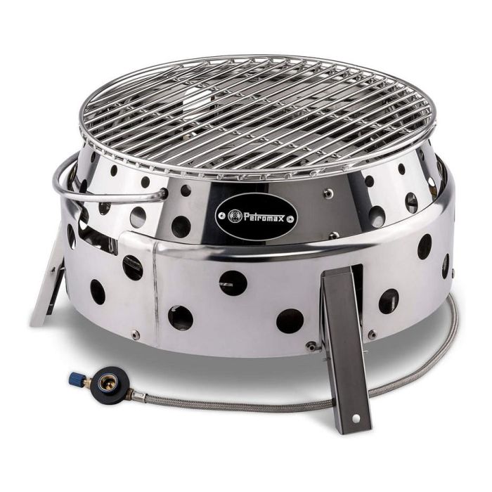 Petromax Atago Parrilla de Gas Portátil 3800W, para Propano/Butano, Encendido Piezo, Acero Inoxidable - Ideal para Camping y Exterior