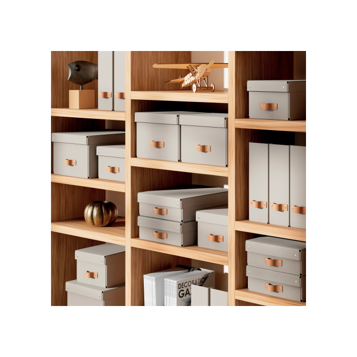 Pack 2 Cajas de Almacenamiento Cartón Mediana Baja Color Beige Leitz 61480012 1