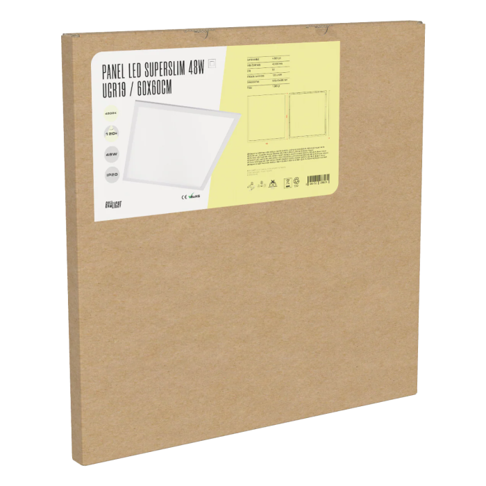 BX3 LIGHT Panel LED Superslim 48W 6000K, 60x60 Cm, 4800 Lm, UGR19, 40000 Horas, Blanco Frío, para Techos Modulares [BX3-PL-595-48-CW]