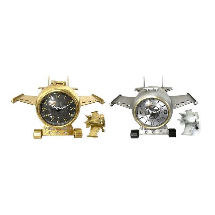 Reloj Sobremesa Loft DKD Home Decor Dorado Plateado 16 x 13 x 23 cm (2 Unidades)