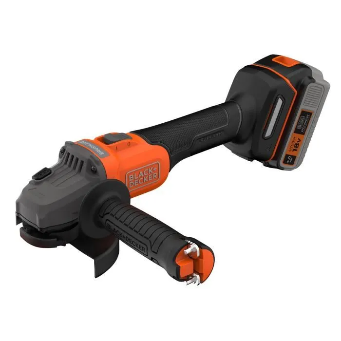Black+Decker Amoladora Angular Inalámbrica BCG6L8F1S-QW 18V 115mm Sin Escobillas con Batería 4Ah, Cargador, 3 Discos y Bolsa 2 Black+Decker Amoladora Angular Inalámbrica BCG6L8F1S-QW 18V 115mm Sin Escobillas con Batería 4Ah, Cargador, 3 Discos y Bolsa 2