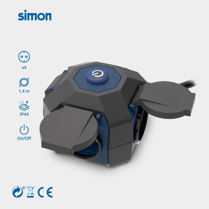 Prolongador expert 4 tomas con tapa ip44 h07rn-f 3 g 1,5 mm² 16 a 230v~ 1,4 m negro/azul 2 Prolongador expert 4 tomas con tapa ip44 h07rn-f 3 g 1,5 mm² 16 a 230v~ 1,4 m negro/azul 2