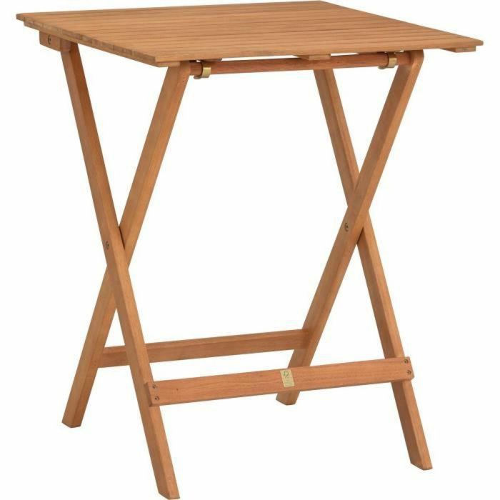 SETBALCWOOD2 Set de Jardín/Balcón de Madera de Acacia FSC: Mesa Cuadrada y 2 Sillas Plegables