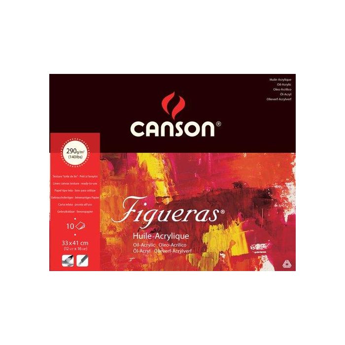 Bloc De Dibujo Canson Figueras Oleo Encolado Grano Lienzo 330 X 410 Mm 290G 10H 5 unidades