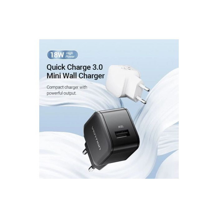 Cargador de Pared GaN Vention FEKW0-EU/ 1xUSB/ 18W 1 Cargador de Pared GaN Vention FEKW0-EU/ 1xUSB/ 18W 1