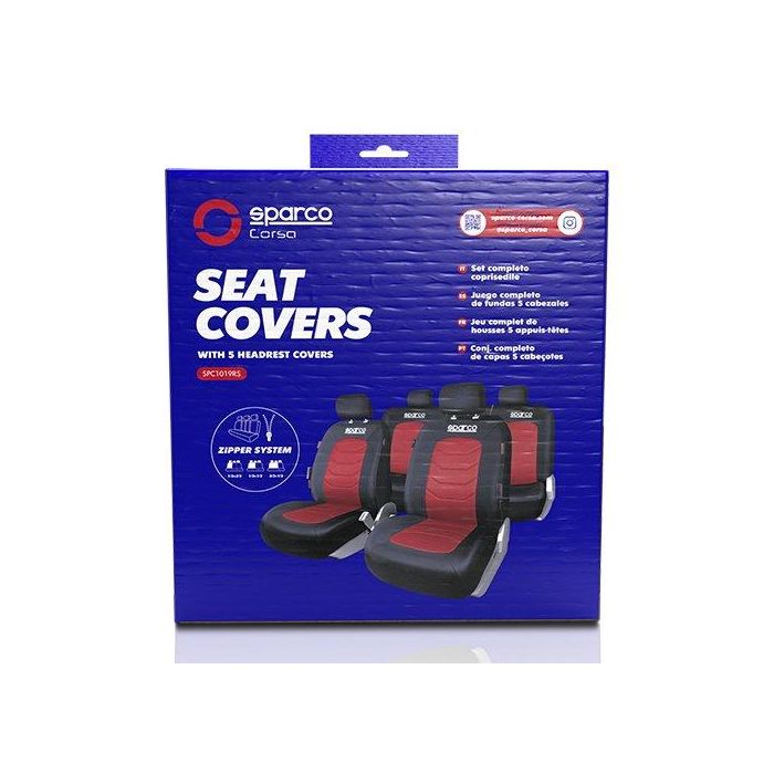 Sparco SPC1019RS Juego de Fundas para Asientos de Coche Universales S-Line Lavables Poliéster Resistente Color Rojo y Negro 3 Sparco SPC1019RS Juego de Fundas para Asientos de Coche Universales S-Line Lavables Poliéster Resistente Color Rojo y Negro 3