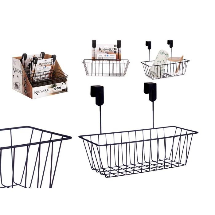 Kinvara Soporte Negro Metal Percha Cesta 28 x 20.5 x 16 cm (Set de 8)