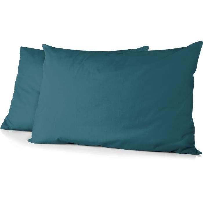 Home Linge Passion HP72087 Juego de 2 fundas de almohada microfibra 82 g 50x70 cm azul pato
