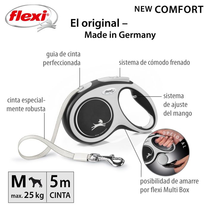 Correa Flexi New Comfort M Cinta 5M Negro Correa Flexi New Comfort M Cinta 5M Negro