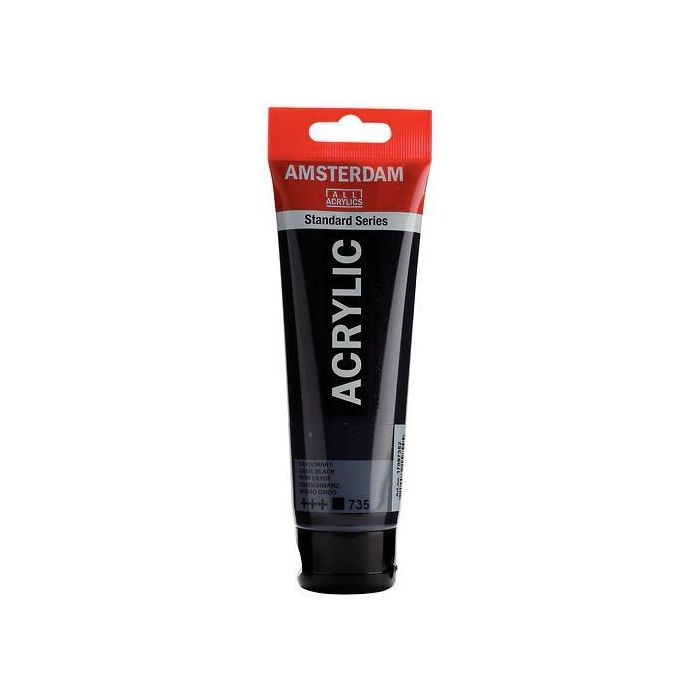 Talens Amsterdam Standard Series 735 Pintura Acrílica Negro Óxido 120ml Opaca, Acabado Satinado, Viscosidad Media, Alta Resistencia Luz