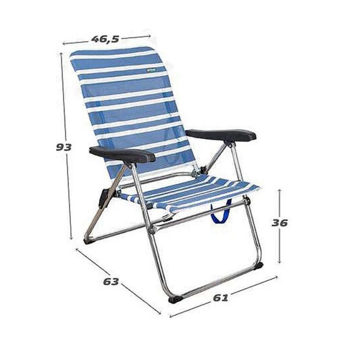 Silla playa plegable aluminio mykonos 5 posiciones 61x63x93 cm con asa. 3 Silla playa plegable aluminio mykonos 5 posiciones 61x63x93 cm con asa. 3