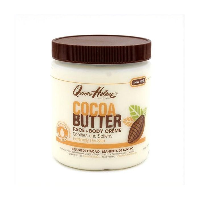 Queen Helene Crema Facial y Corporal con Manteca de Cacao y Lanolina, Hidratante para Piel Seca 425g
