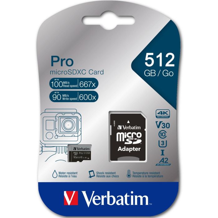 CARD 512GB Verbatim MicroHC Pro Class 10 + Adapter retail 4