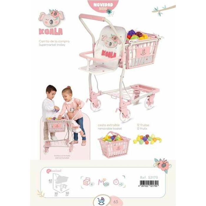 Decuevas Carro Compra Portabebe Koala con Set 12 Frutas para Muñecas hasta 50cm 30x50x62 cm 2 Decuevas Carro Compra Portabebe Koala con Set 12 Frutas para Muñecas hasta 50cm 30x50x62 cm 2