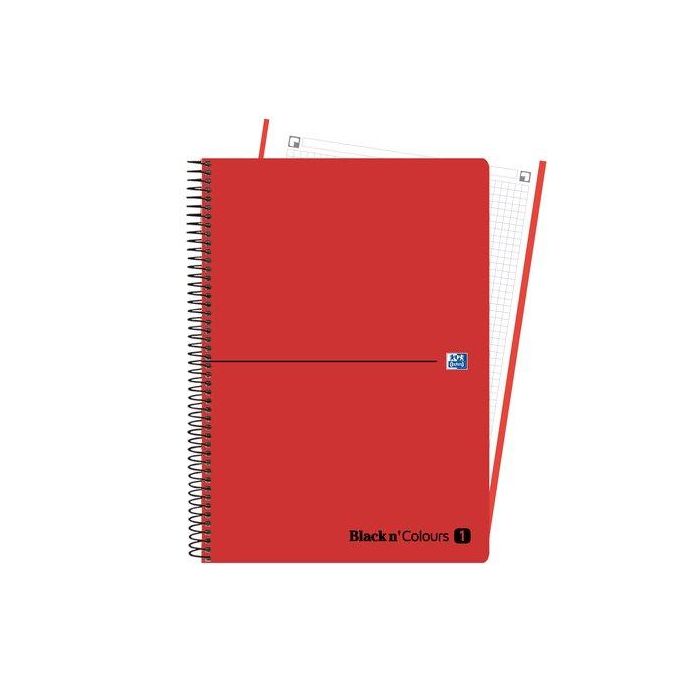Bloc Oxford Black N´Colors Eu.Book 1 Micro.Tapa Pp A4+ 80H Cuadric. 5X5 90G Rojo/Negro (Set de 25)