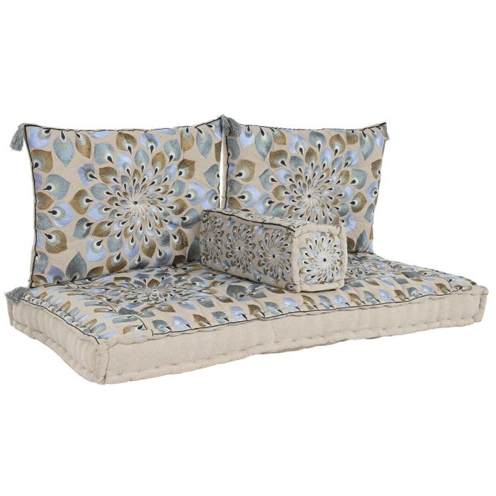 Sillon DKD Home Decor Azul Beige 76 x 20 x 150 cm Set de 4 2 Sillon DKD Home Decor Azul Beige 76 x 20 x 150 cm Set de 4 2