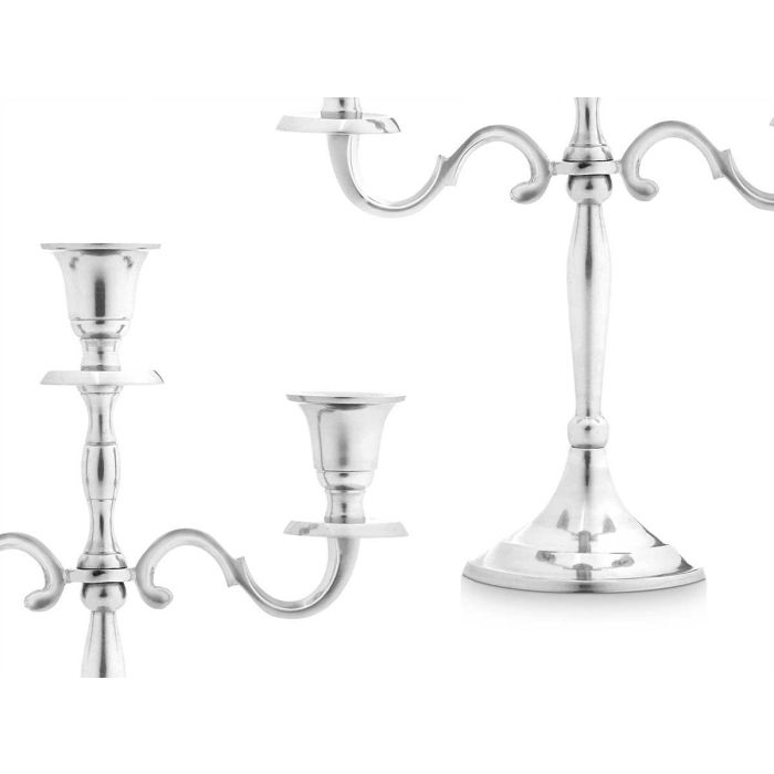 Candelabro 3 Velas Plateado 28Cm Giftdecor (6 Unidades) 2 Candelabro 3 Velas Plateado 28Cm Giftdecor (6 Unidades) 2