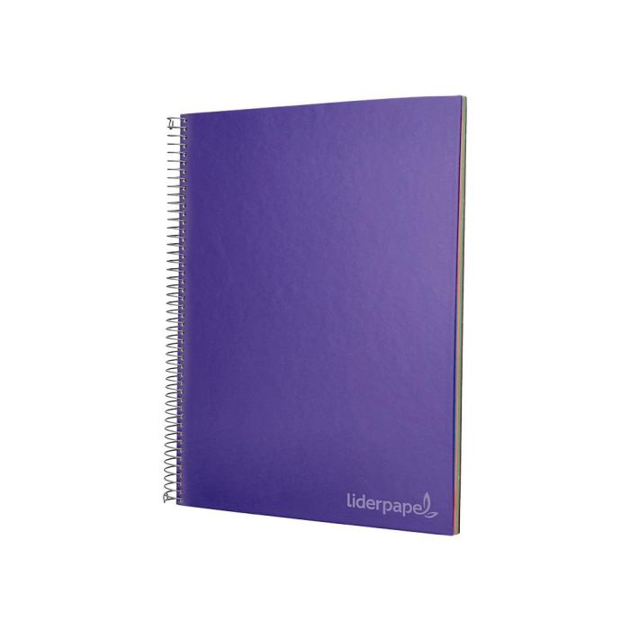 Cuaderno Espiral Liderpapel A4 Micro Jolly Tapa Forrada 140H 75 gr Cuadro 5 mm 5 Bandas 4 Taladros Color Lila 5