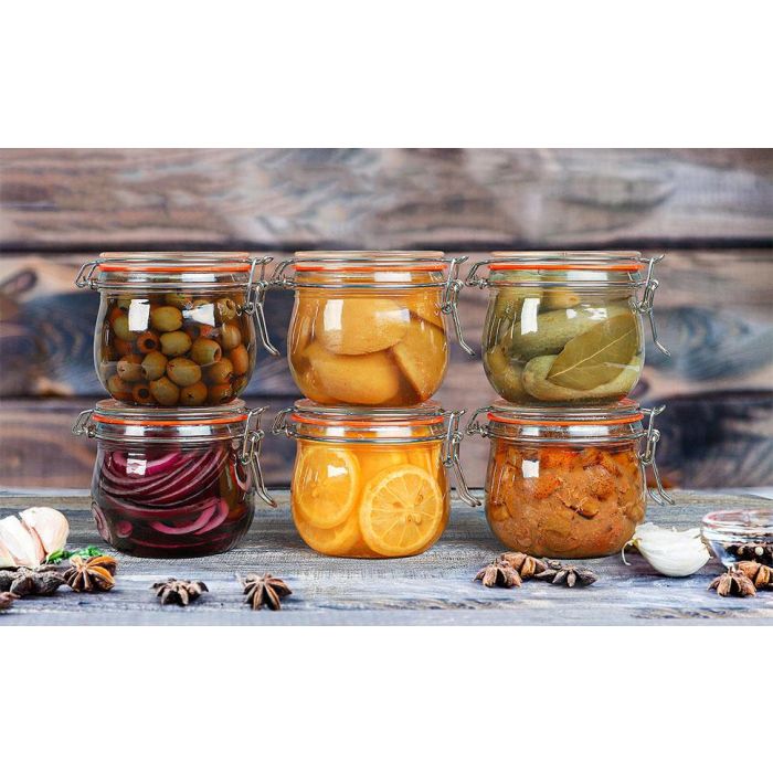 Tarro Hermético de Vidrio con Cierre Clip 500 ml - La Mediterranea (12 Unidades) 6 Tarro Hermético de Vidrio con Cierre Clip 500 ml - La Mediterranea (12 Unidades) 6