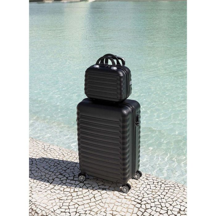 Numada Set 3 Maletas 1200497 Negro ABS Texturizado Impermeable 53cm 63cm 31cm Candado Combinación Neceser 4 Ruedas Dobles 360 1