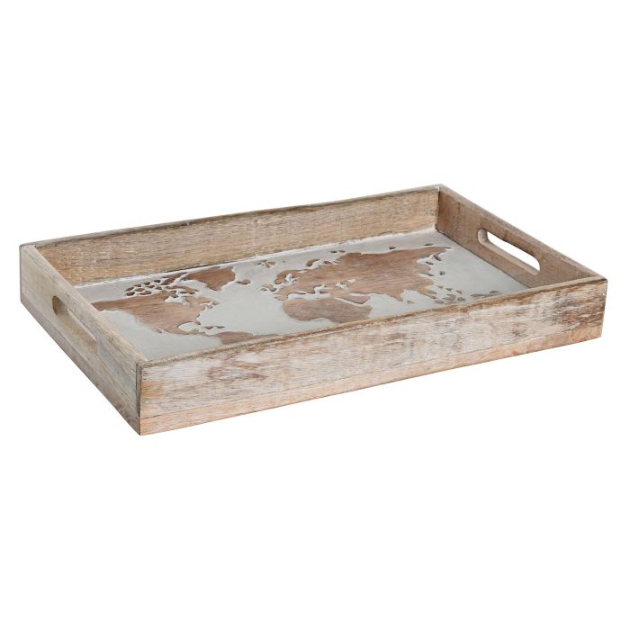 Bandeja Decoracion Colonial DKD Home Decor Marron Blanco 23 x 6 x 39 cm 2